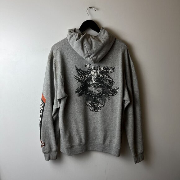 Harley Davidson Fort Wayne Indiana Hoodie Adult Gray Large Graphic - Picture 14 of 16